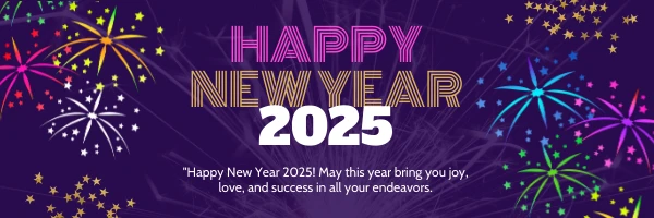 Purple Happy New Year Confetti Banner