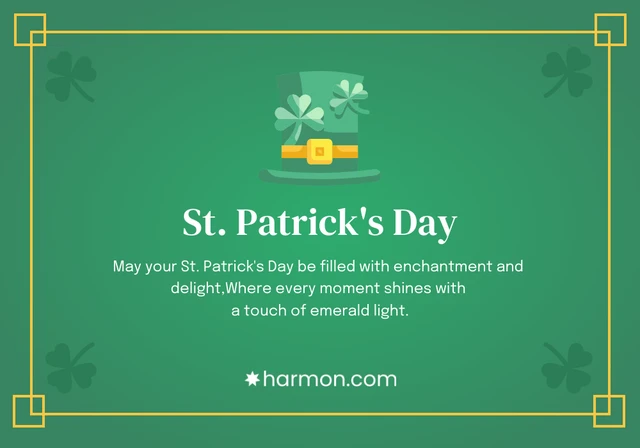 Elegant Gold and Green St. Patrick's Day Card Template
