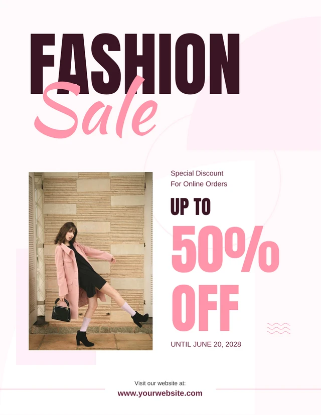 Soft Pink Fashion Sale Ads Poster Template
