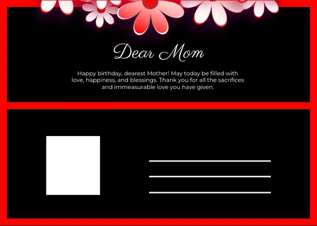 Black Minimalist Floral Happy Mother's Day Postcard - Page 2