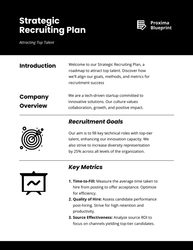 Black and White Simple Recruiting Plans - Page 1