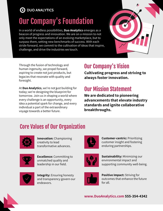 HR Guide to Company Core Values and Mission Infographic