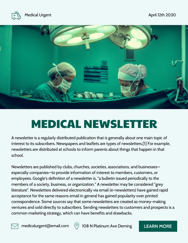 Light Green And Green Clean Medical Email Newsletter