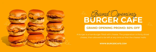 Orange Minimalist Grand Opening Food Banner Template