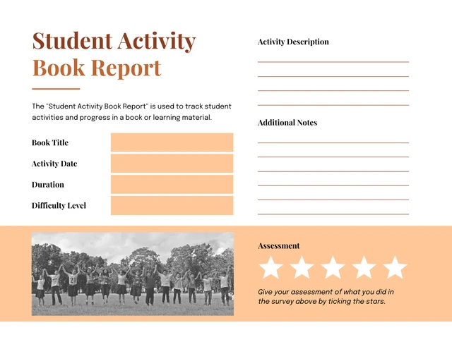 Student Activity Book Report Template