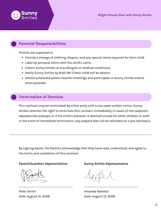 Parental Contract Template - Page 2