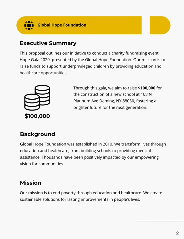 Grey Clean Minimalist Charity Fundraising Proposal - Page 2