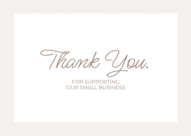 Beige Minimalist Business Thankyou Postcard - Page 1