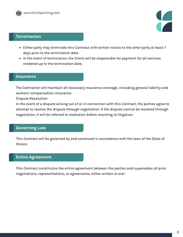 Painting Contract Template - Page 3