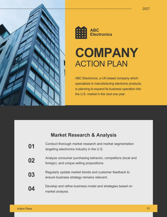 Modern Black Yellow Gray Action Plan - Page 1