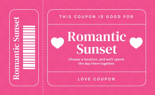 Pink Minimalist Pattern Love Coupon Template