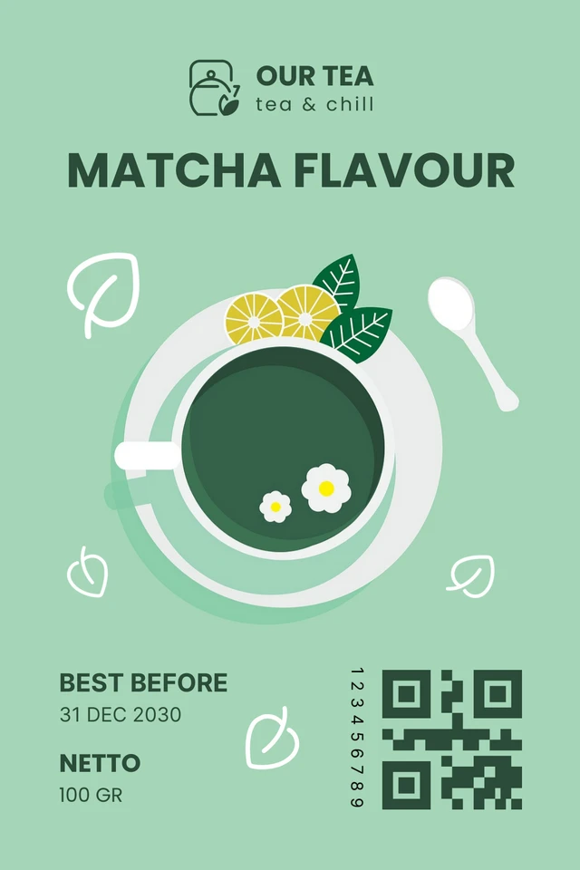 Light Teal Minimalist Tea Product Label Template