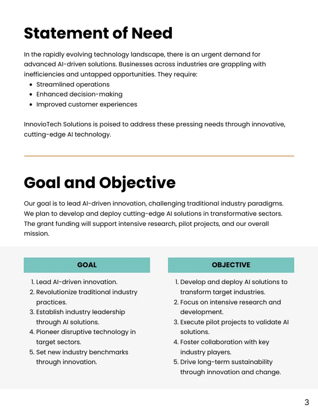 Modern Gray Orange Green Startup Grant Proposal - Page 3