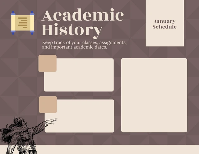 Brown Geometric Academic History Schedule Template