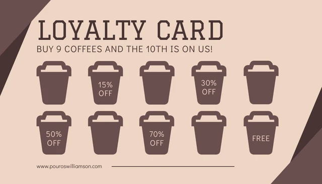 Light Brown Simple Geometric Coffee Loyalty Card - Page 1