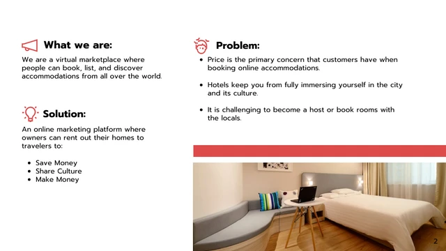 White and Red Airbnb Pitch Deck Template - Page 2