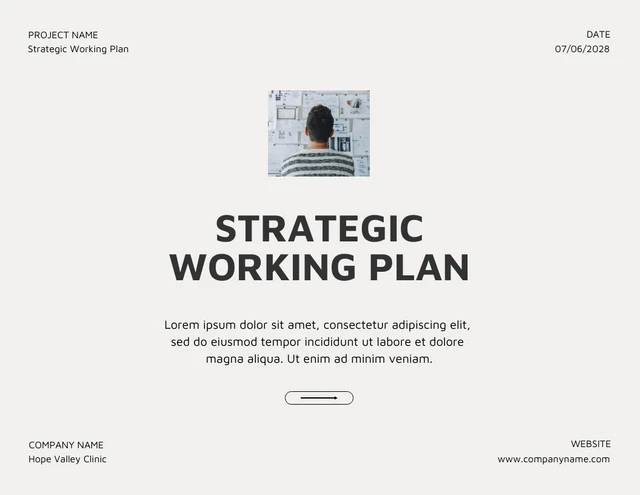 Clean Black and Cream Strategic Working Plan - Page 1