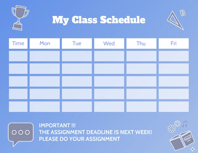 Gradient Modern Illustration My Class Schedule Template