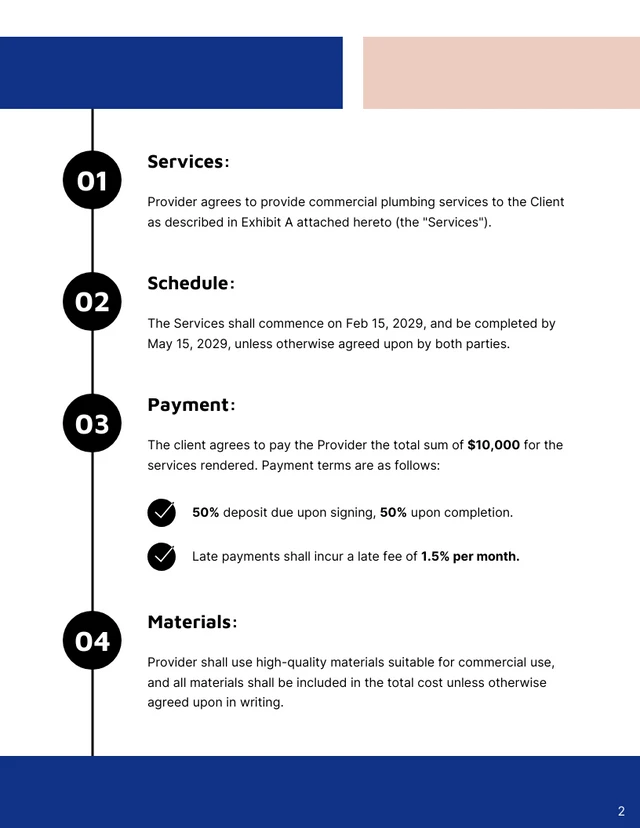 Commercial Plumbing Contract Template - Page 2