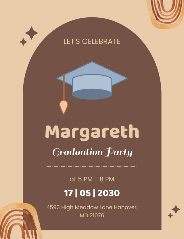 Brown Cute Graduation Invitation Template