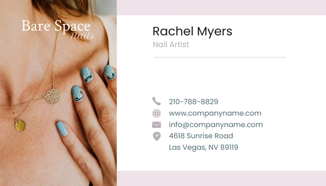 Modern Minimalist Pink Business Card Nail-Art - Page 2