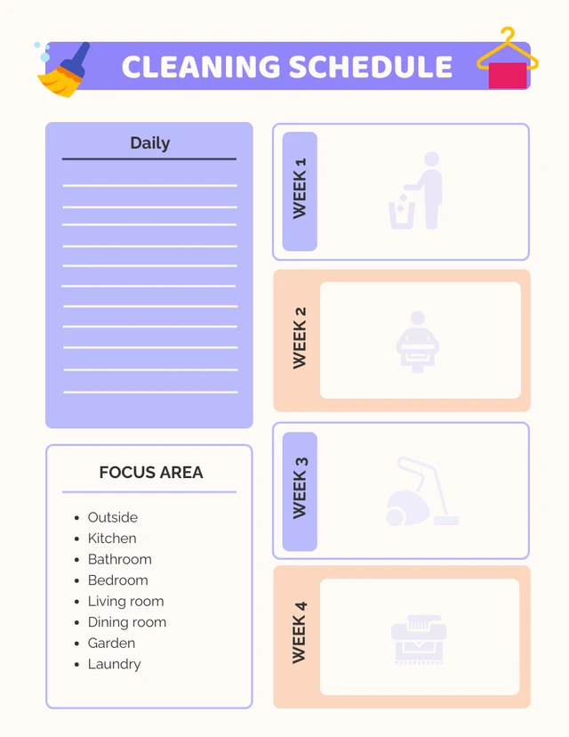 Purple Cream Clean Home Schedule Template