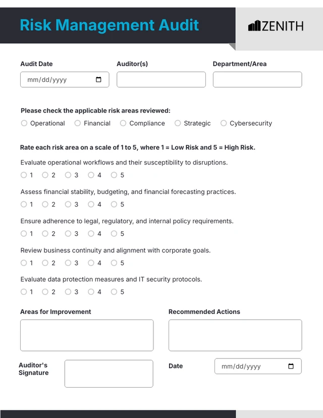 Simple Minimalist Audit Form Template