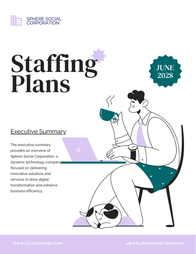 Purple and Green Flat Illustration Staffing Plan - Page 1