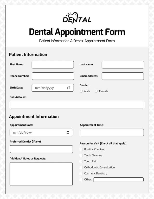 Simple Grey Pattern Appointment Form Template