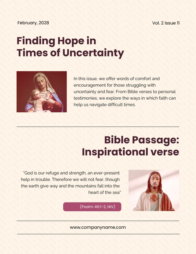 Elegant Maroon Monthly Church Newsletter