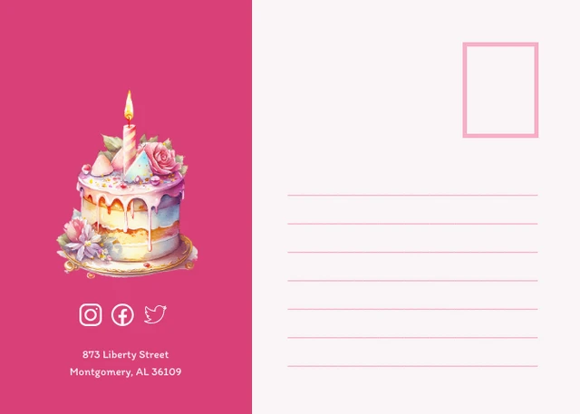 Pink Minimalist Elegant Cheerful Happy Birthday Postcard - Page 2