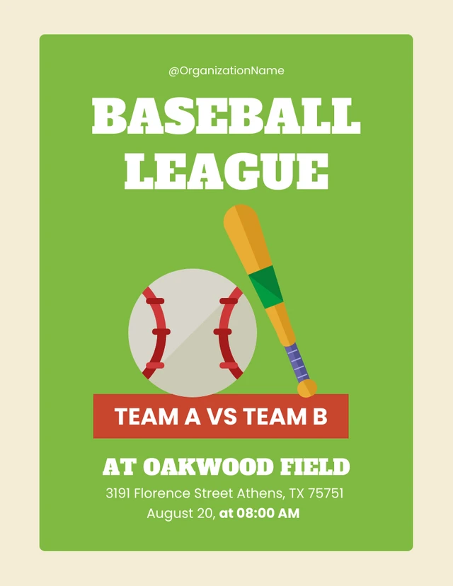 Graphic Baseball League Flyer Template
