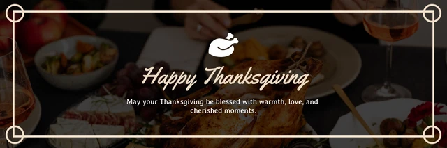 Dark Simple Photo Happy Thanksgiving Banner Template