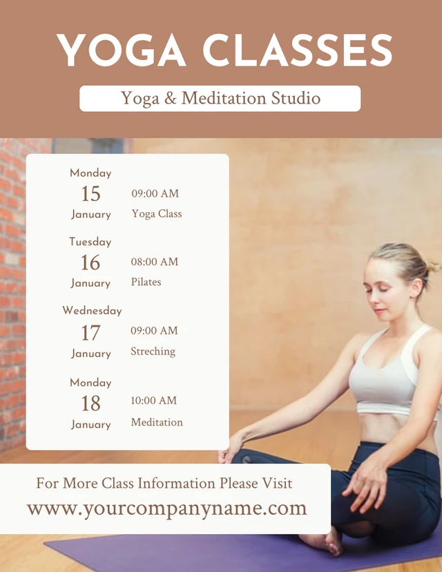 White Brown Yoga Classes Schedule Template