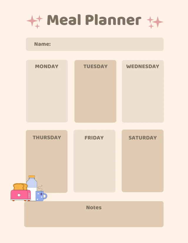 Simple Brown Meal Planner Template