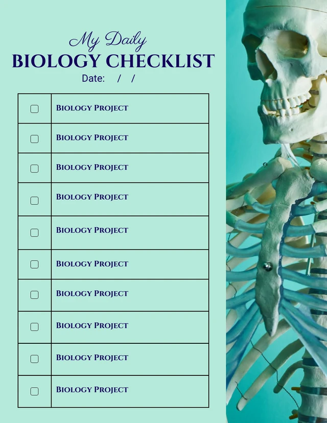 Light Green Modern Daily Biology Checklist