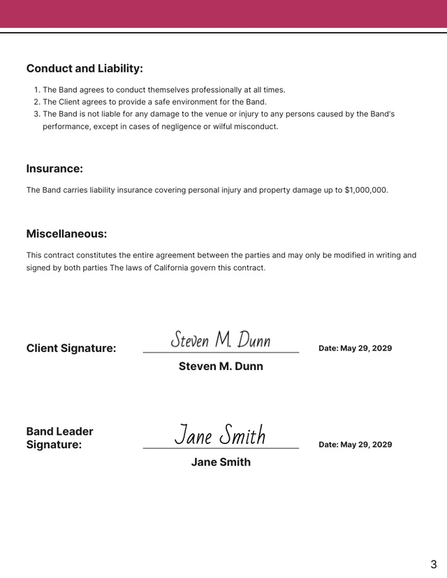 Wedding Band Contract Template - Page 3