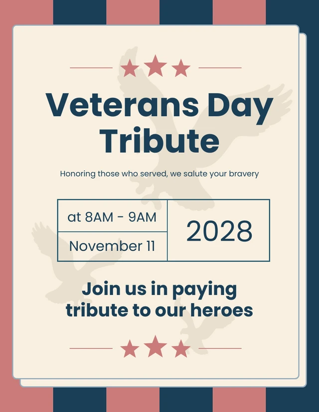 Soft Red And Blue Veterans-Day Poster Template