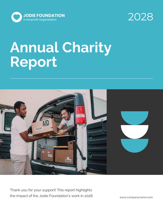 Blue Black and White Annual Charity Reports - Page 1