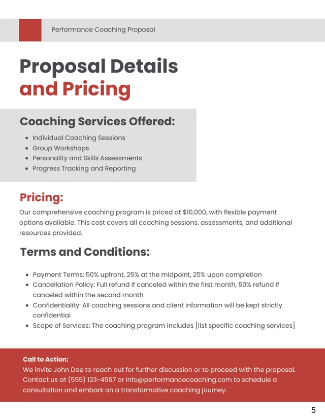 Performance Coaching Proposal - Page 5