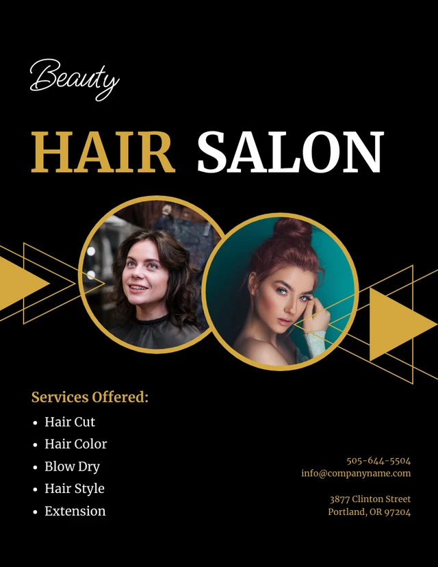 Simple Gold Flyer Hair Salon Template
