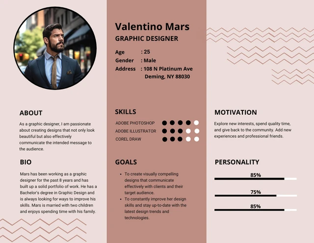 Soft Brown Elegant Diagram user Persona Template