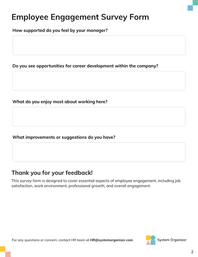 HR Employee Engagement Survey Forms - Page 2