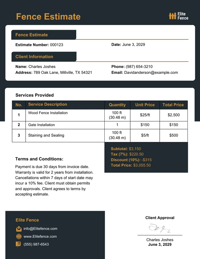 Fence Estimate Template