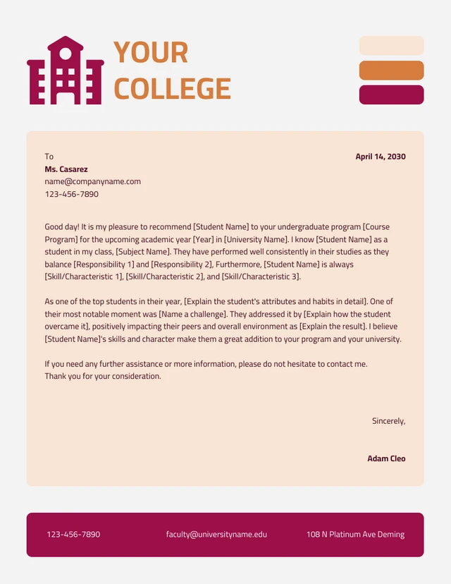 Light Grey Modern Professional College Letterhead
