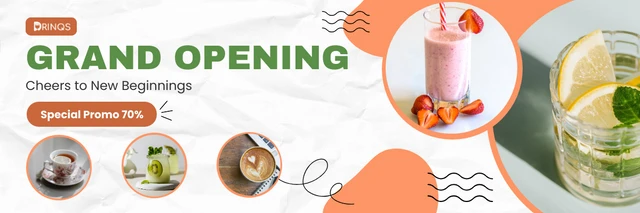 Simple Orange Grand Opening Restaurant Banner Template