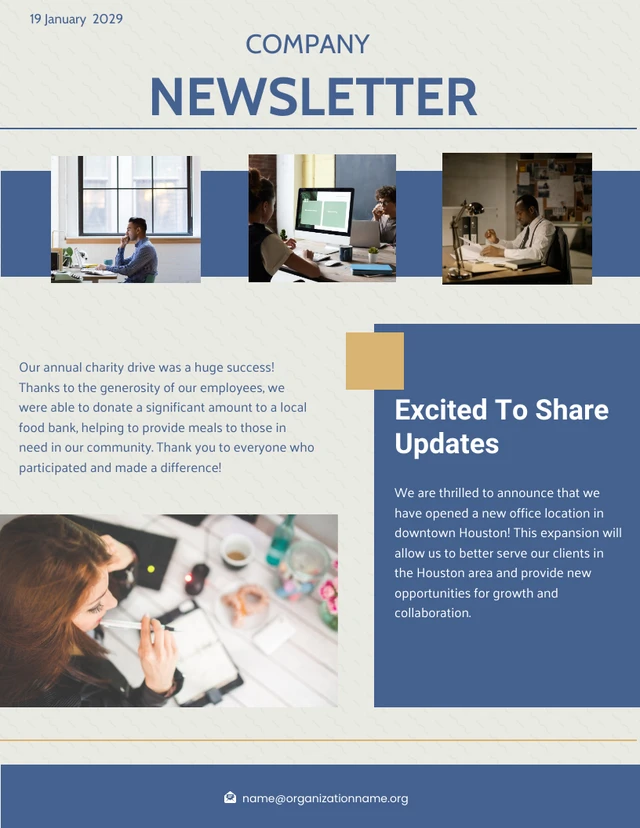 Blue Modern Company Newsletter