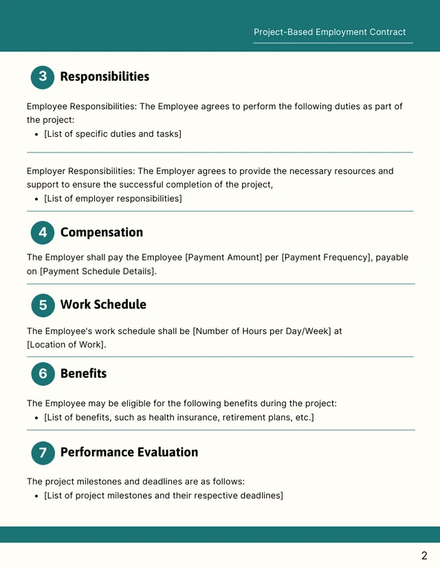 Project-Based Employment Contract Template - Page 2