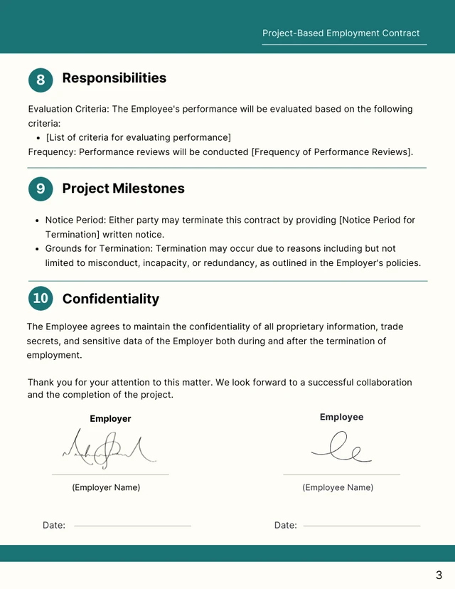 Project-Based Employment Contract Template - Page 3