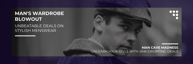 Dark Purple Minimalist Photo Men Clothing Banner Template